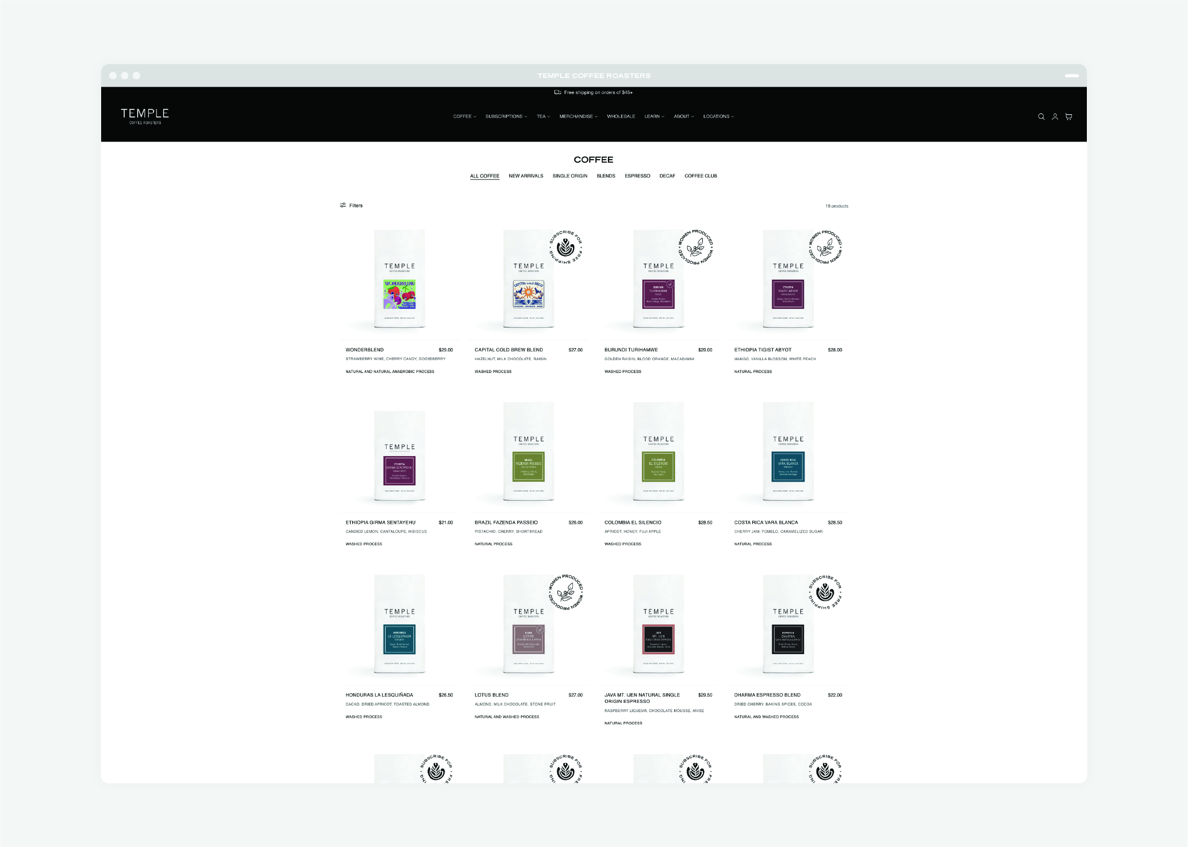 Temple Coffee Roasters site